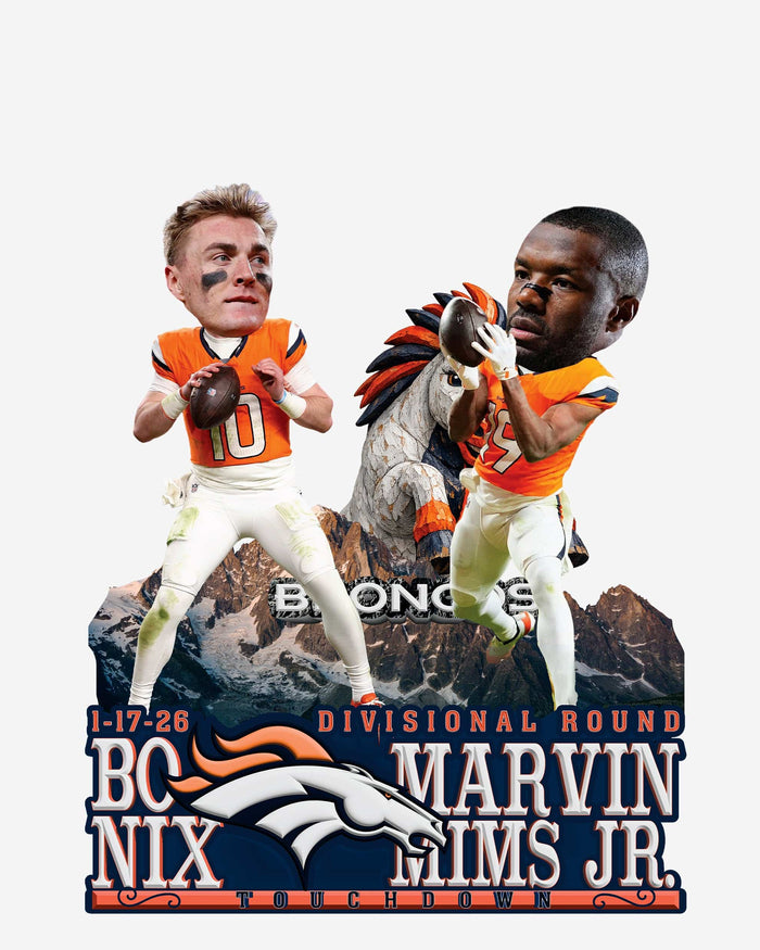 Bo Nix & Marvin Mims Jr Denver Broncos Divisional Round Touchdown Mini Dual Bobblehead FOCO - FOCO.com