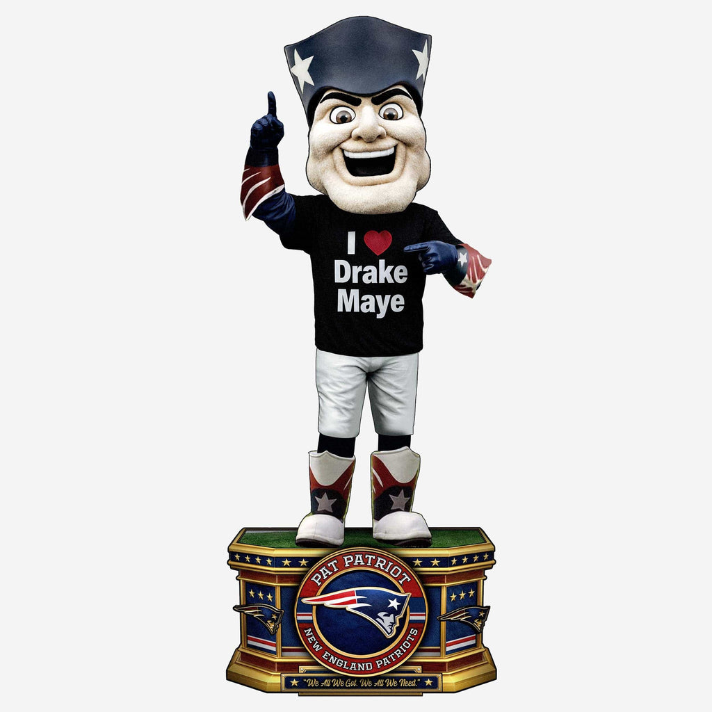 Pat the Patriot New England Patriots I Love Drake Maye Mascot Bobblehead FOCO - FOCO.com