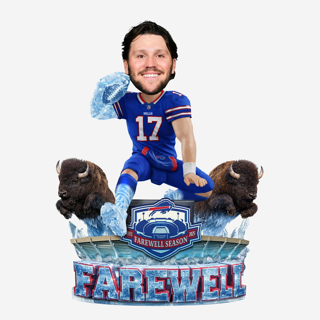 Josh Allen Buffalo Bills Hurdle Over Highmark Stadium Farewell Season Bobblehead FOCO - FOCO.com