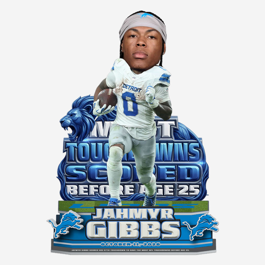 Jahmyr Gibbs Detroit Lions Under 25 NFL Touchdown Record Bobblehead