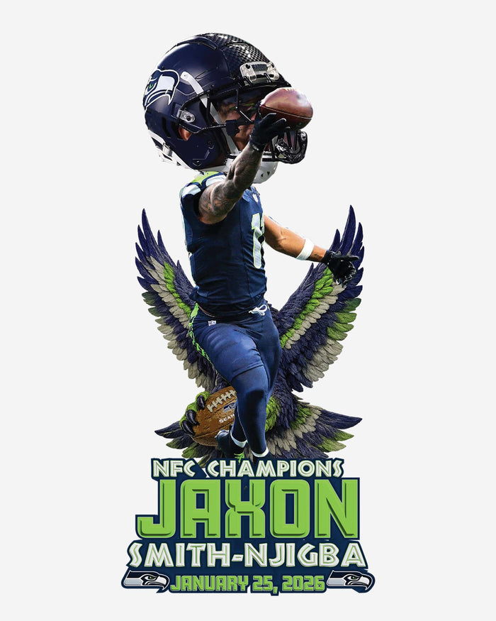 Jaxon Smith-Njigba Seattle Seahawks NFC Champions One Handed Catch Bobblehead FOCO - FOCO.com