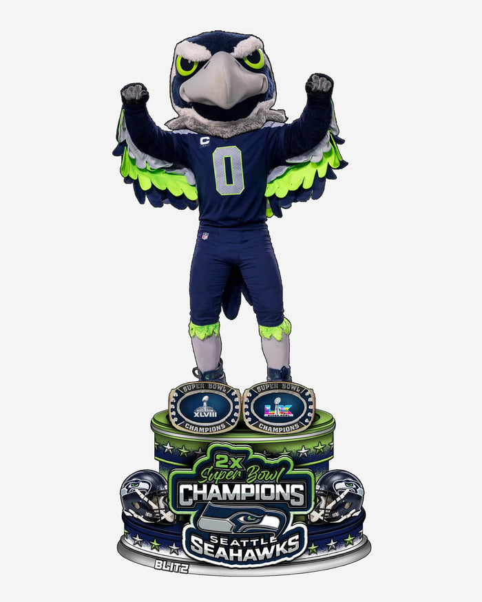 Blitz Seattle Seahawks Super Bowl LX Champions 2x Mascot Celebration Bobblehead