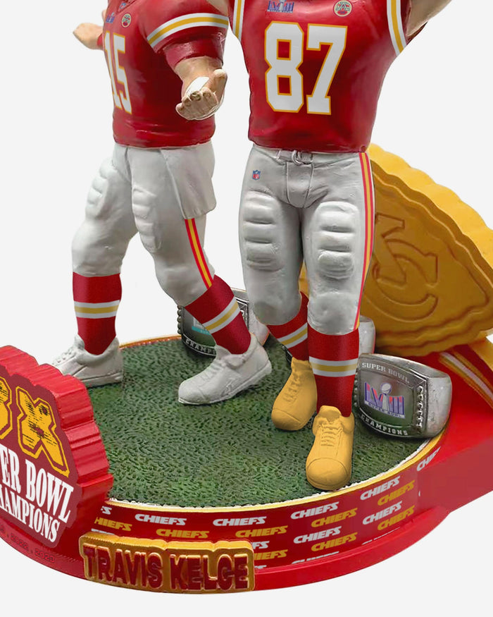 Patrick Mahomes & Travis Kelce Kansas City Chiefs 3x Super Bowl LVIII Champions Dual Bobblehead FOCO - FOCO.com