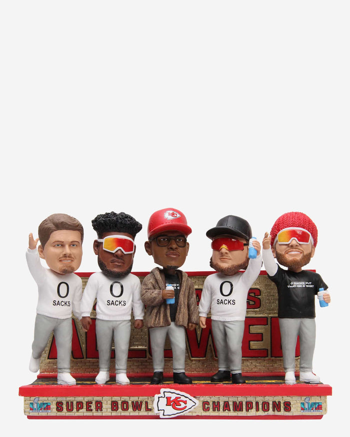 Kansas City Chiefs Super Bowl LVII Champions Offensive Line Zero Sacks Mini Bobblehead Scene FOCO - FOCO.com