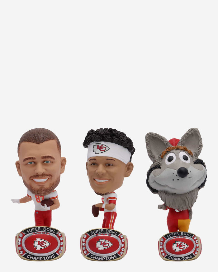 Kansas City Chiefs Super Bowl LVII Champions 3 Pack Mini Bighead Bobblehead Set FOCO - FOCO.com
