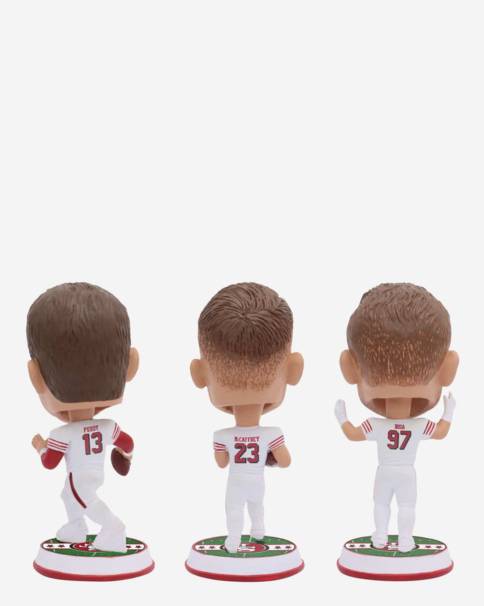 Brock Purdy & Christian McCaffrey & Nick Bosa San Francisco 49ers 3 Pack Field Stripe Mini Bighead Bobblehead Set FOCO - FOCO.com