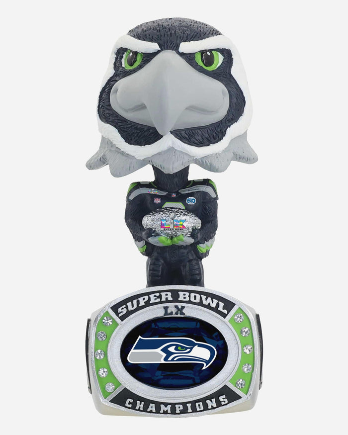 Blitz Seattle Seahawks Super Bowl LX Champions Mascot Ring Base Bighead Bobblehead FOCO - FOCO.com