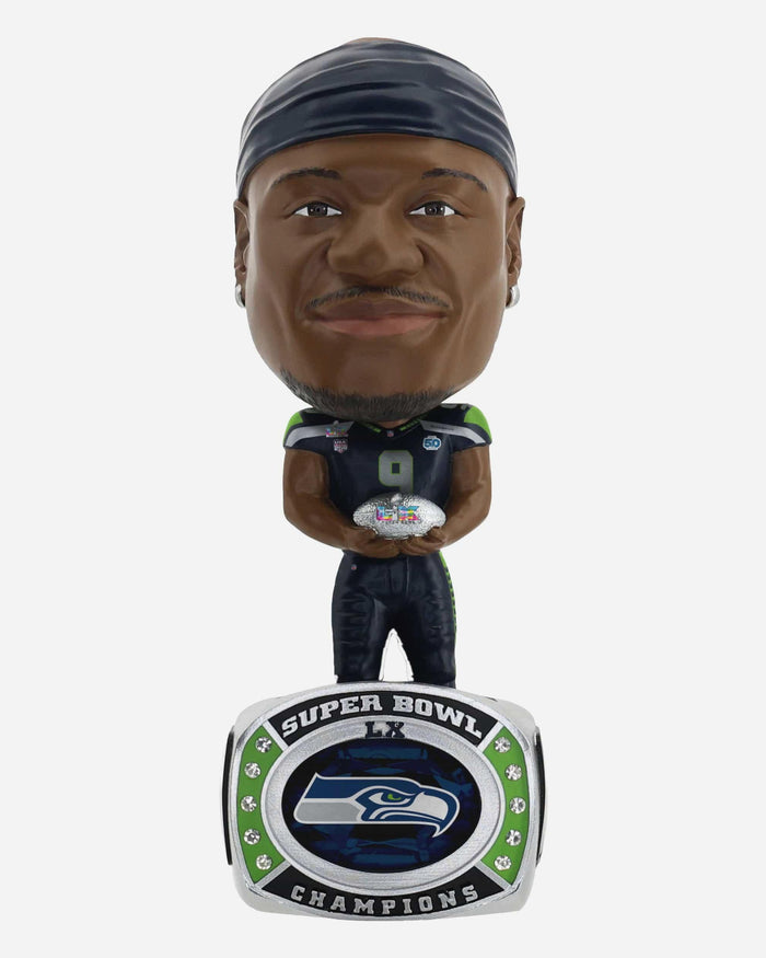 Kenneth Walker III Seattle Seahawks Super Bowl LX Champions Ring Base Bighead Bobblehead FOCO - FOCO.com