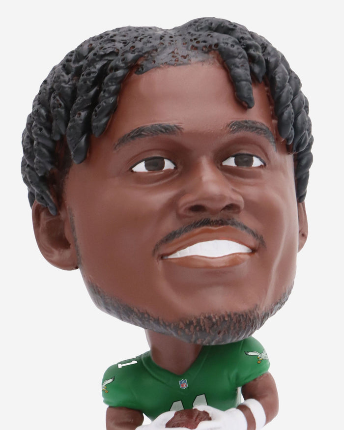 AJ Brown Philadelphia Eagles Kelly Green Uniform Field Stripe Mini Bighead Bobblehead FOCO - FOCO.com