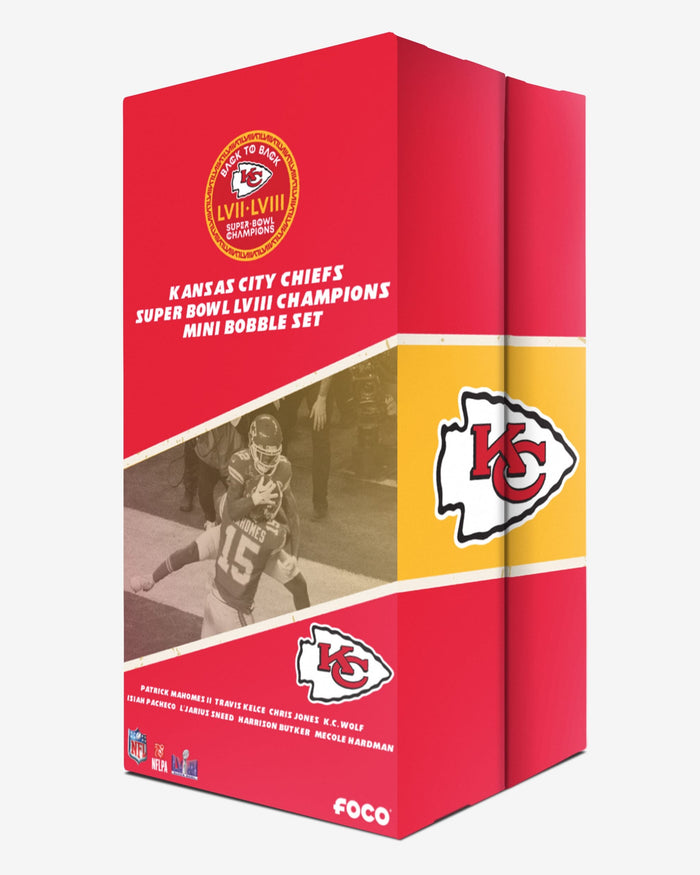 Kansas City Chiefs Super Bowl LVIII Champions Mini Bobblehead Boxed Set FOCO - FOCO.com