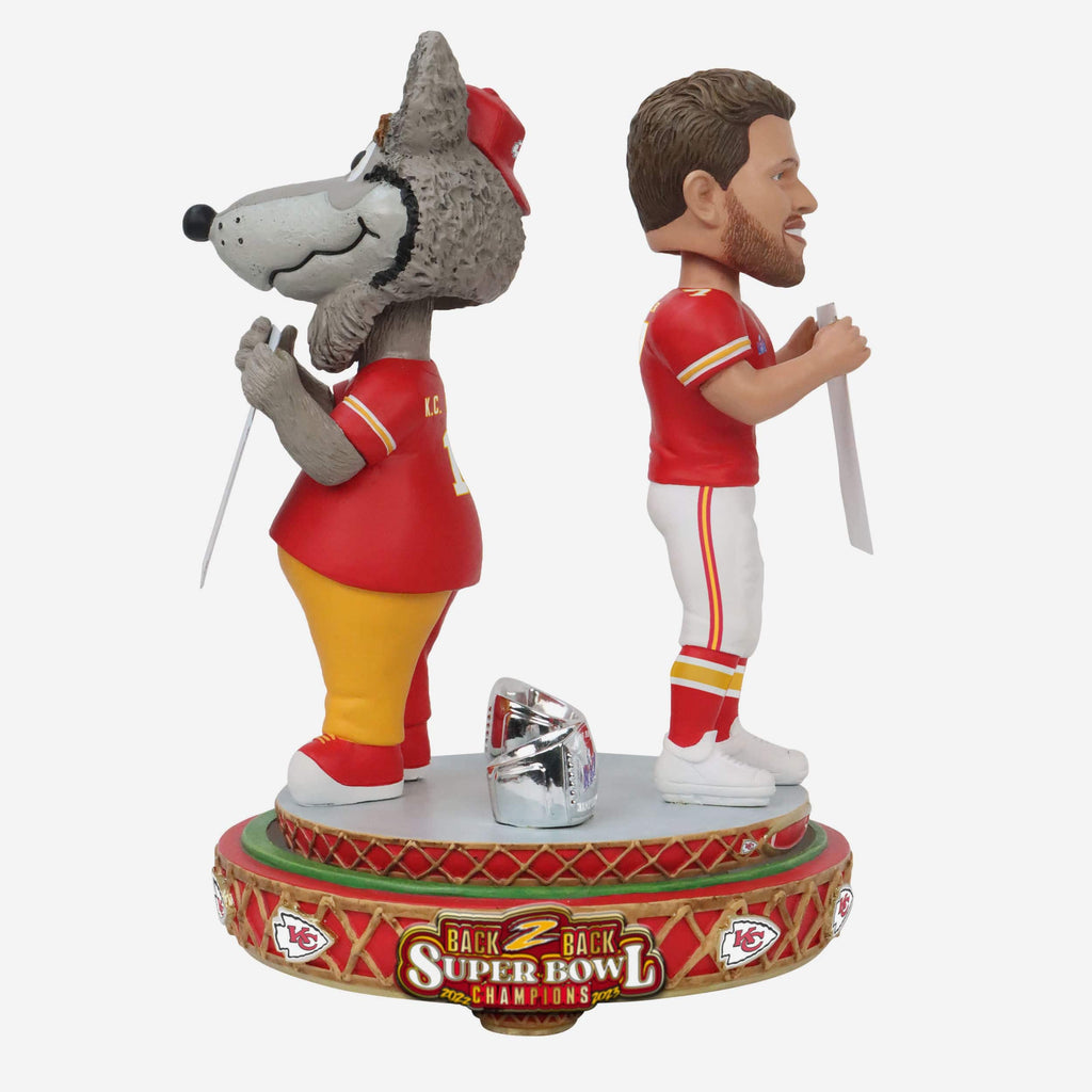 Harrison Butker & KC Wolf Kansas City Chiefs Super Bowl LVIII Champions Dual Spinner Bobblehead FOCO - FOCO.com