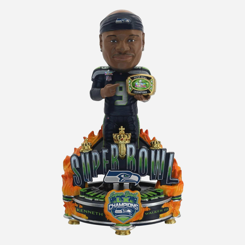 Kenneth Walker III Seattle Seahawks Super Bowl LX Champions Celebration Bobblehead FOCO - FOCO.com