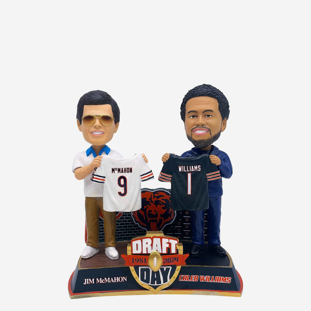 Jim McMahon & Caleb Williams Chicago Bears NFL Draft Then and Now Bobblehead FOCO - FOCO.com