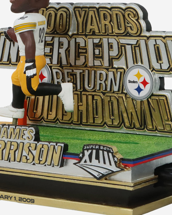 James Harrison Pittsburgh Steelers Super Bowl XLIII Interception Return Touchdown Slider Bobblehead FOCO - FOCO.com