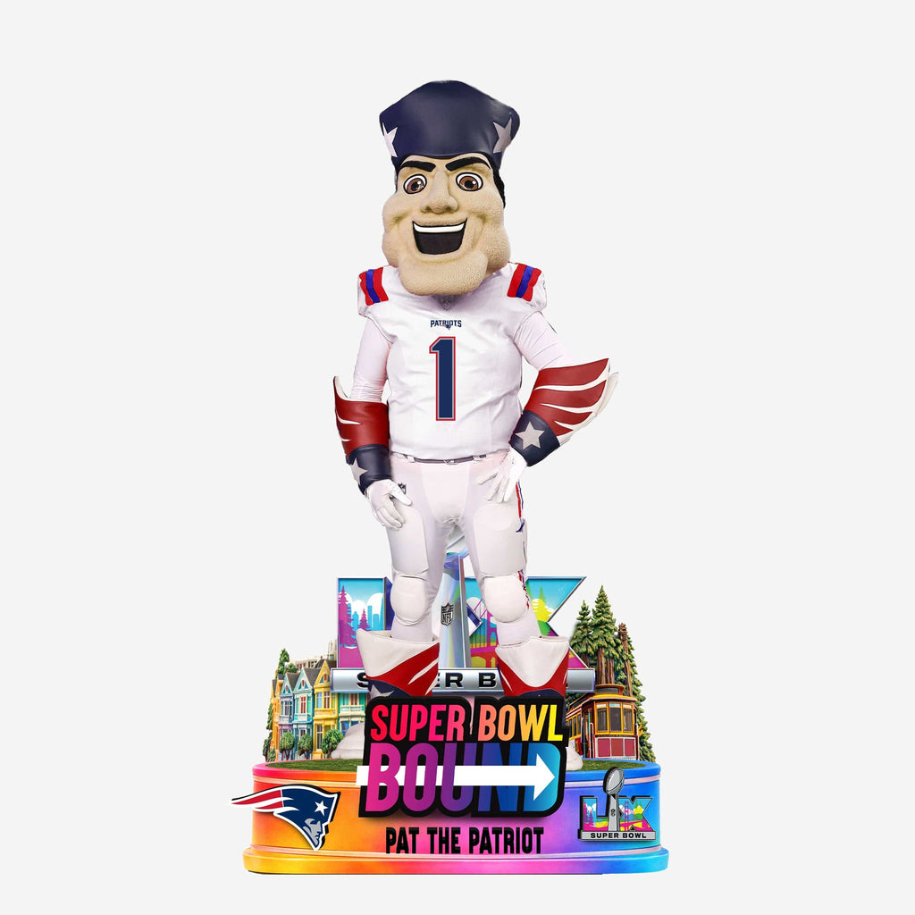 Pat the Patriot New England Patriots Super Bowl LX Bound Going to the Game Mascot Bobblehead FOCO - FOCO.com