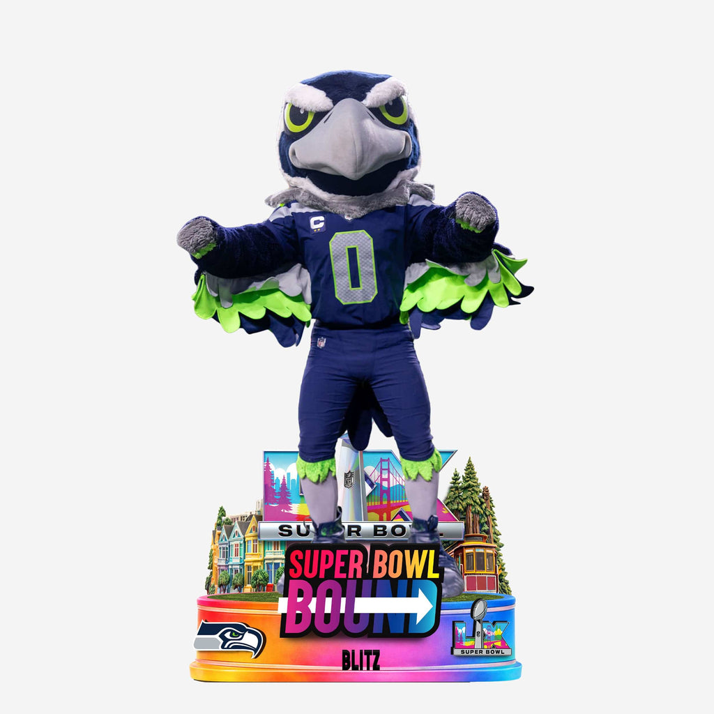 Blitz Seattle Seahawks Super Bowl LX Bound Going to the Game Mascot Bobblehead FOCO - FOCO.com
