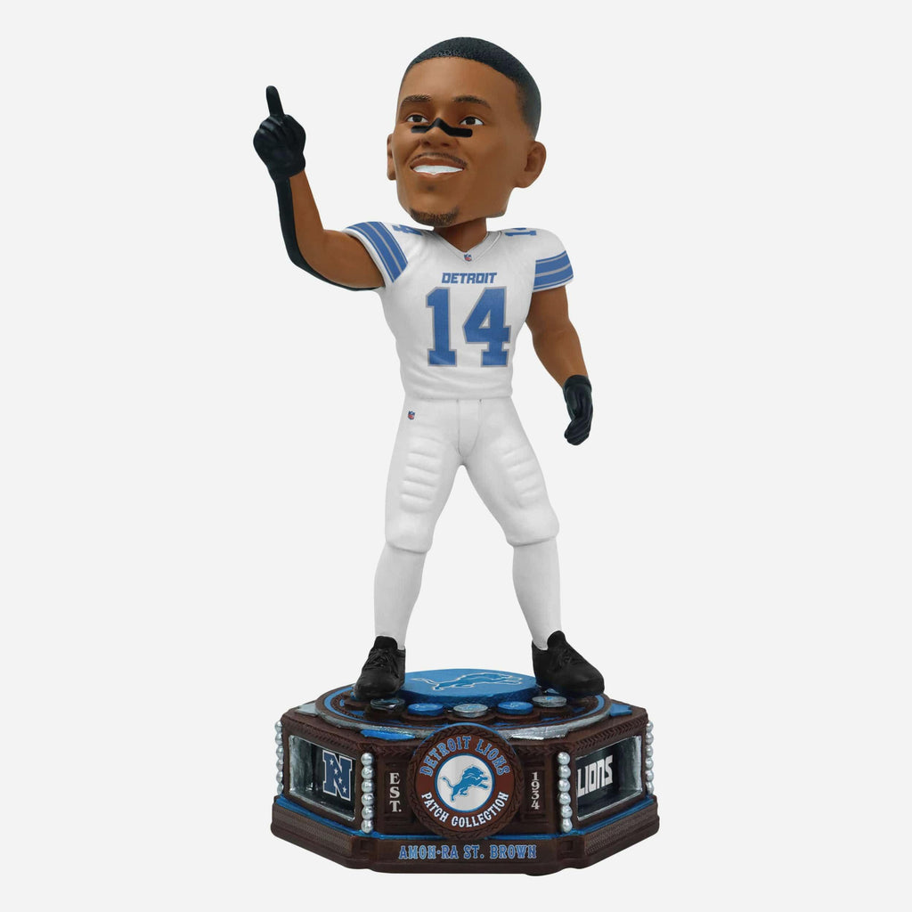 Amon-Ra St Brown Detroit Lions Patch Collection Bobblehead FOCO - FOCO.com