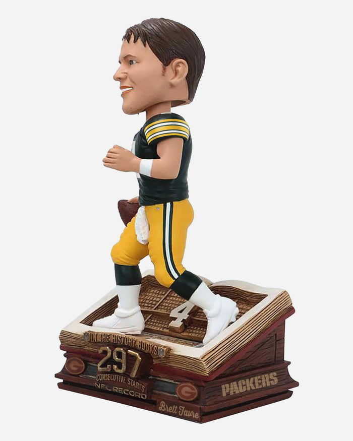 Brett Favre Green Bay Packers 297 Straight Games QB Record Book Bobblehead FOCO - FOCO.com