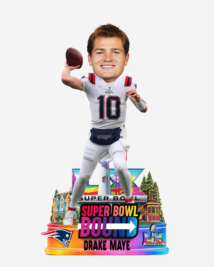 Drake Maye New England Patriots Super Bowl LX Bound Bobblehead FOCO - FOCO.com
