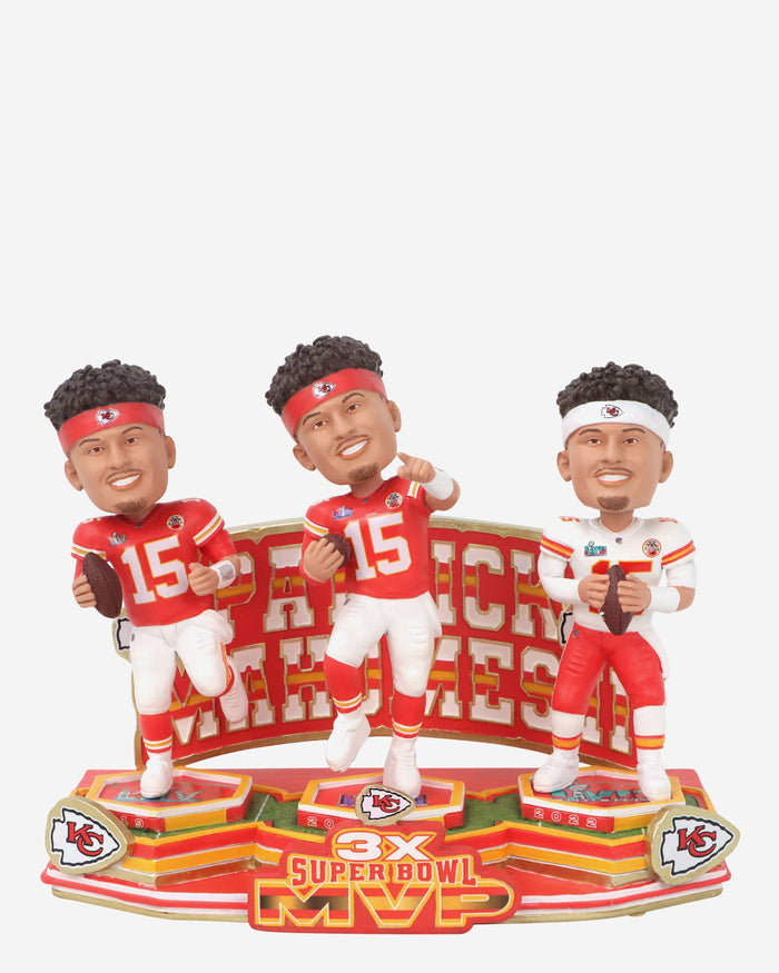 Patrick Mahomes Kansas City Chiefs 3x Super Bowl MVP Bobblehead FOCO - FOCO.com