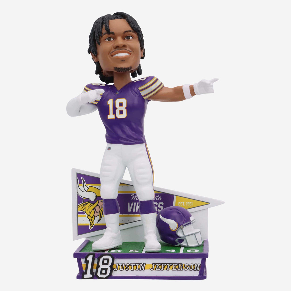 Justin Jefferson Minnesota Vikings Retro Uniform Bobblehead FOCO - FOCO.com