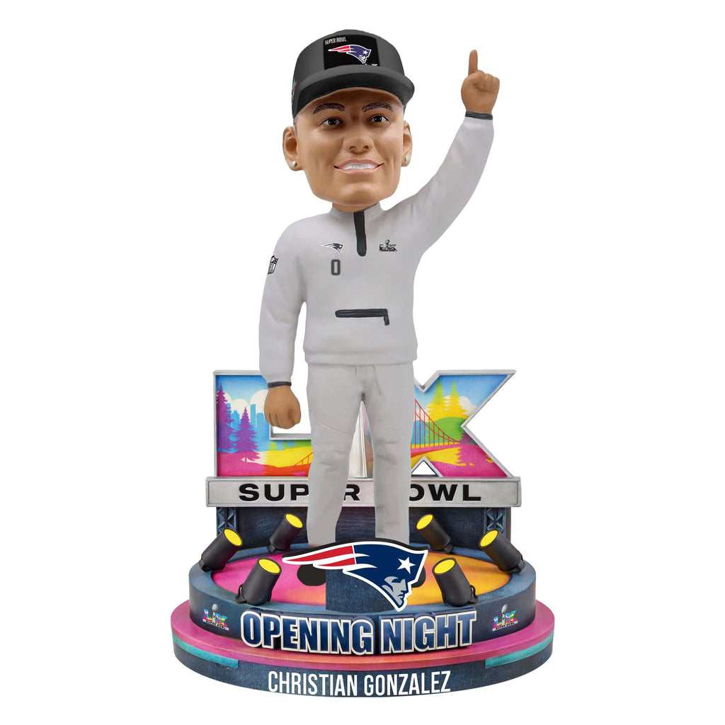 Christian Gionzalez New England Patriots Super Bowl LX Outfit Bobblehead