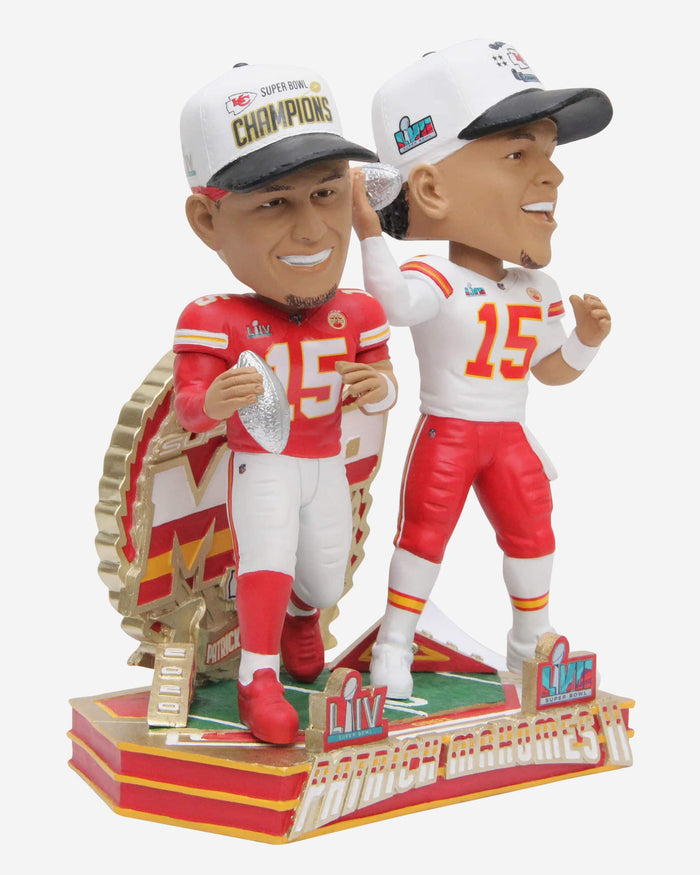 Patrick Mahomes Kansas City Chiefs Super Bowl LVII Champions 2X Super Bowl MVP Dual Bobblehead FOCO - FOCO.com