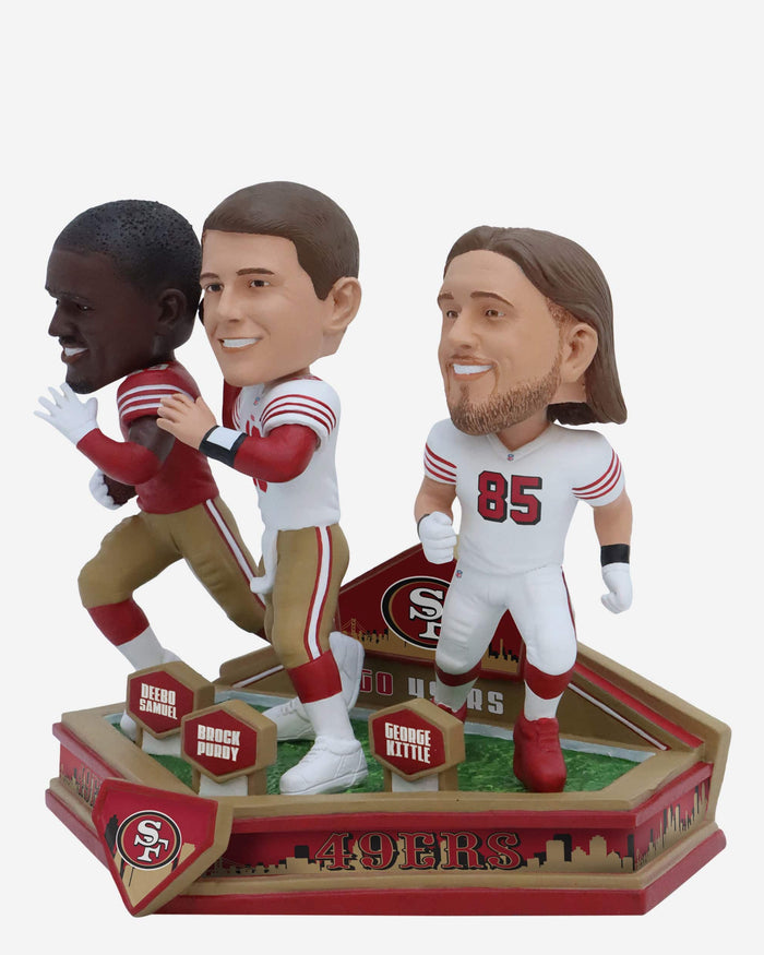 Brock Purdy & Deebo Samuel & George Kittle San Francisco 49ers Triple Bobblehead FOCO - FOCO.com