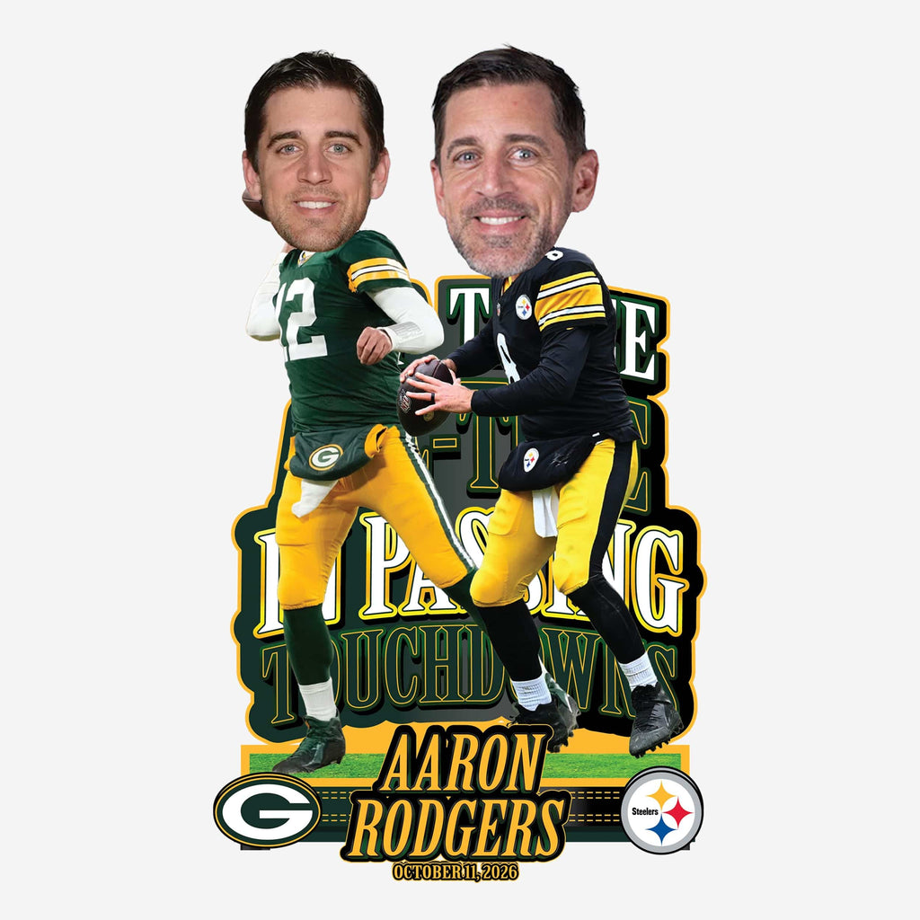 Aaron Rodgers Pittsburgh Steelers & Green Bay Packers Top 3 All Time Passing Touchdowns Bobblehead FOCO - FOCO.com