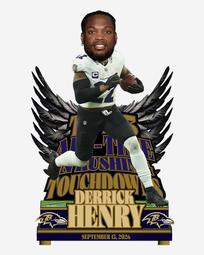 Derrick Henry Baltimore Ravens Top 3 All Time Rushing Touchdowns Bobblehead FOCO - FOCO.com