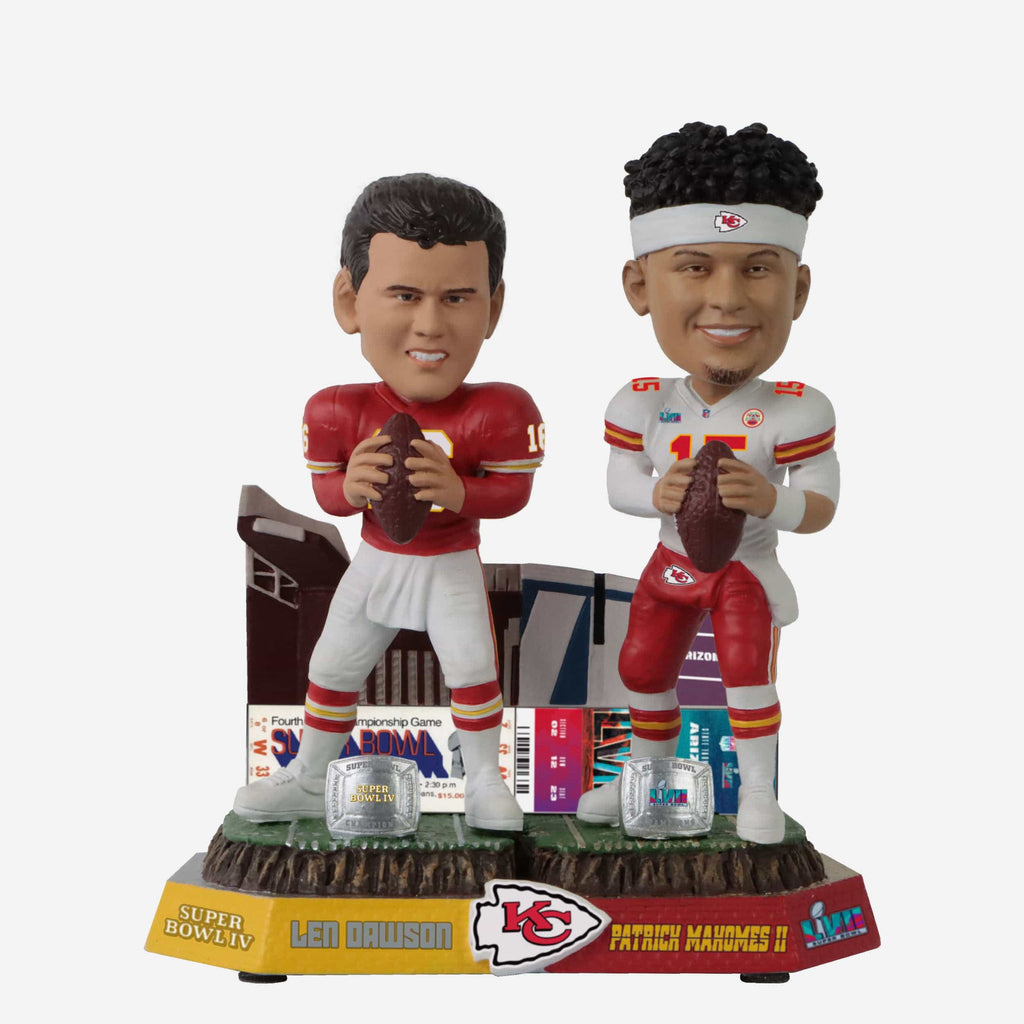 Len Dawson & Patrick Mahomes Kansas City Chiefs Super Bowl Champions Then and Now Bobblehead FOCO - FOCO.com