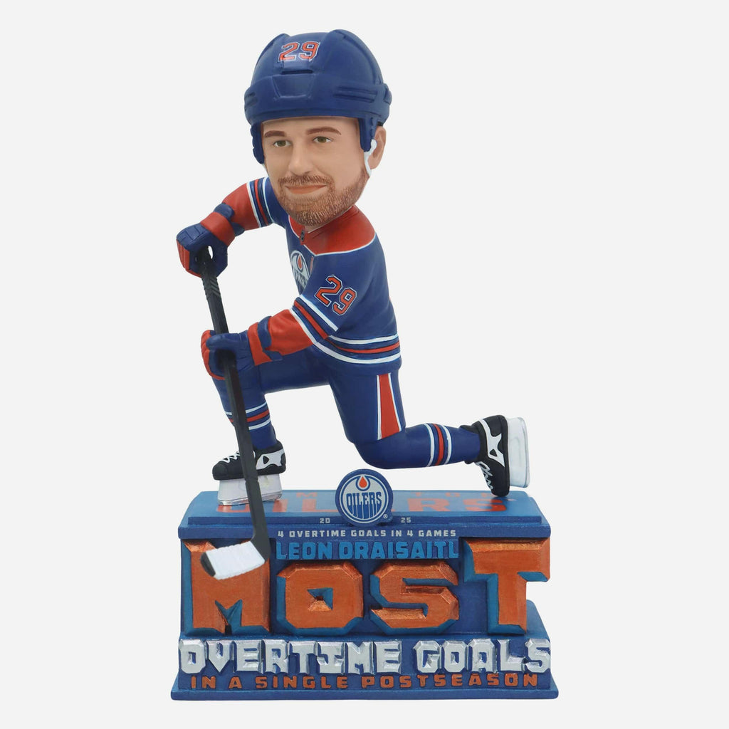 Leon Draisaitl Edmonton Oilers Single Postseason Overtime Goals Record Bobblehead FOCO - FOCO.com