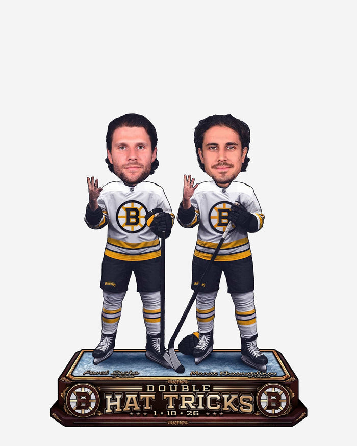 Pavel Zacha & Marat Khusnutdinov Boston Bruins Double Hat Trick Mini Bobblehead