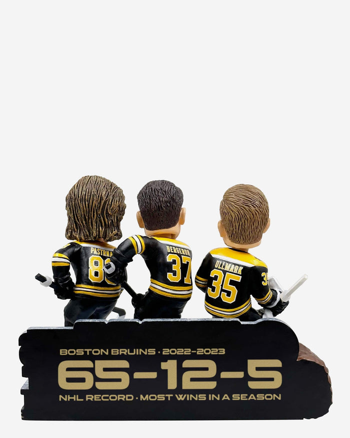 David Pastrnak & Patrice Bergeron & Linus Ullmark Boston Bruins Single-Season Wins Record Triple Bobblehead FOCO - FOCO.com