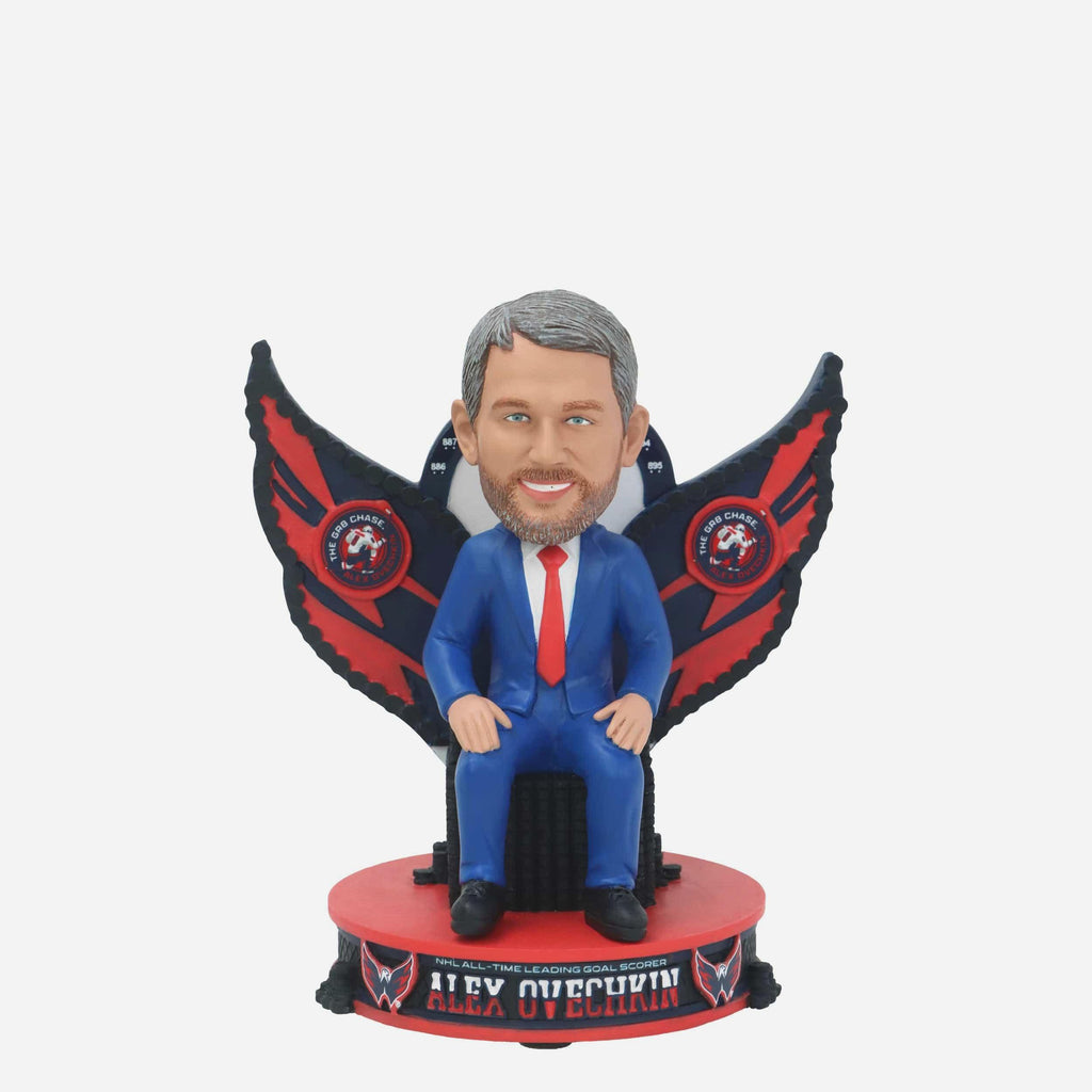 Alex Ovechkin Washington Capitals NHL All-Time Goals Leader Puck Throne Mini Bobblehead FOCO - FOCO.com
