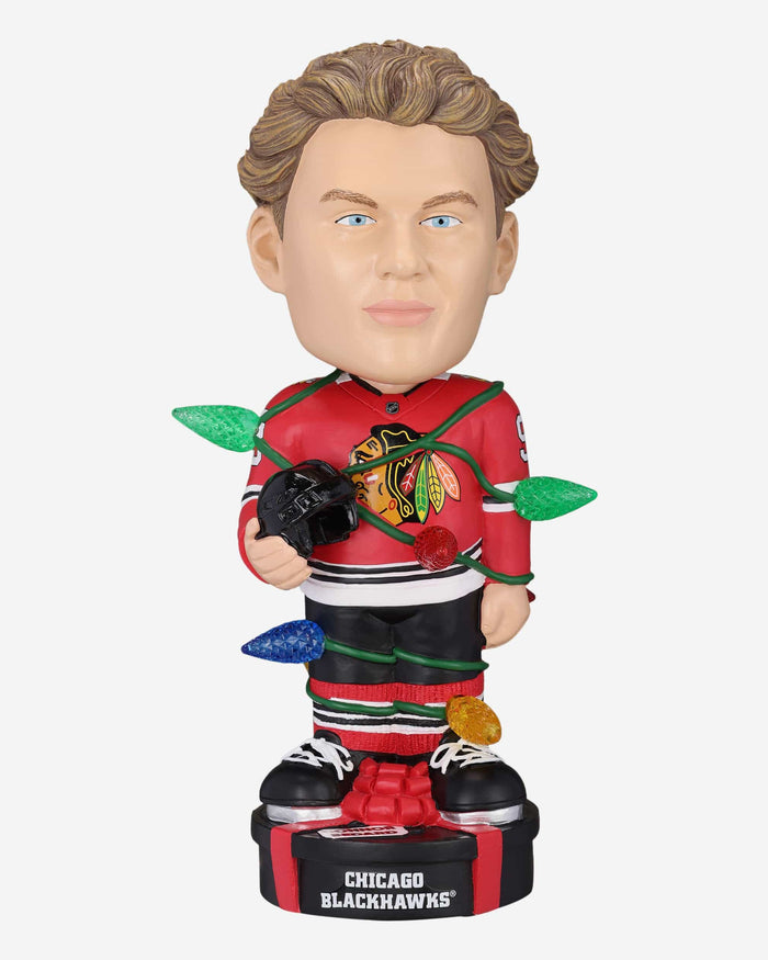 Connor Bedard Chicago Blackhawks Holiday Lights Bobblehead FOCO - FOCO.com