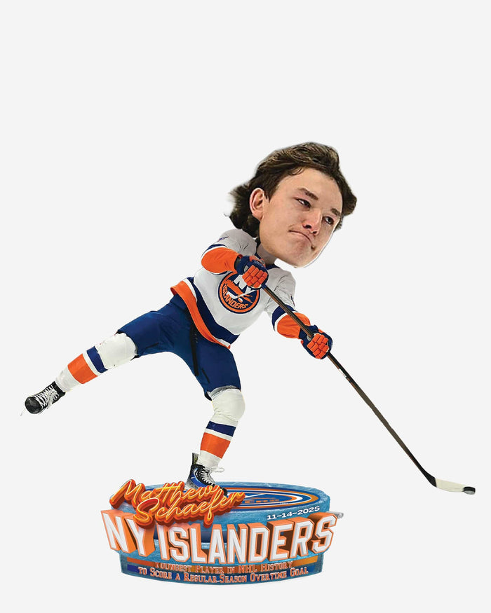 Matthew Schaefer New York Islanders Youngest Regular Season Overtime Goal Bobblehead FOCO - FOCO.com