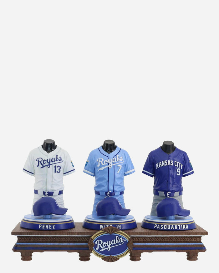 Bobby Witt Jr & Salvador Perez & Vinnie Pasquantino Kansas City Royals 2026 Jersey Bust Triple Bobblehead FOCO - FOCO.com
