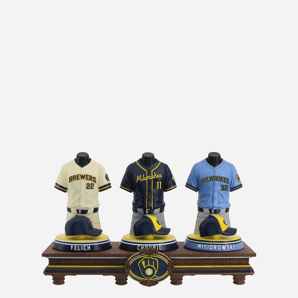 Christian Yelich & Jackson Chourio & Jacob Misiorowski Milwaukee Brewers 2026 Jersey Bust Triple Bobblehead FOCO - FOCO.com