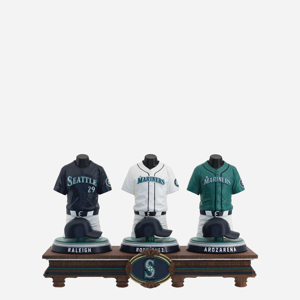 Cal Raleigh & Julio Rodriguez & Randy Arozarena Seattle Mariners 2026 Jersey Bust Triple Bobblehead FOCO - FOCO.com