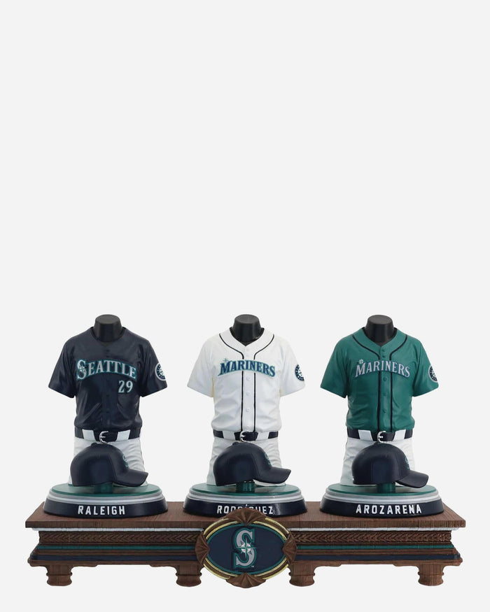 Cal Raleigh & Julio Rodriguez & Randy Arozarena Seattle Mariners 2026 Jersey Bust Triple Bobblehead FOCO - FOCO.com