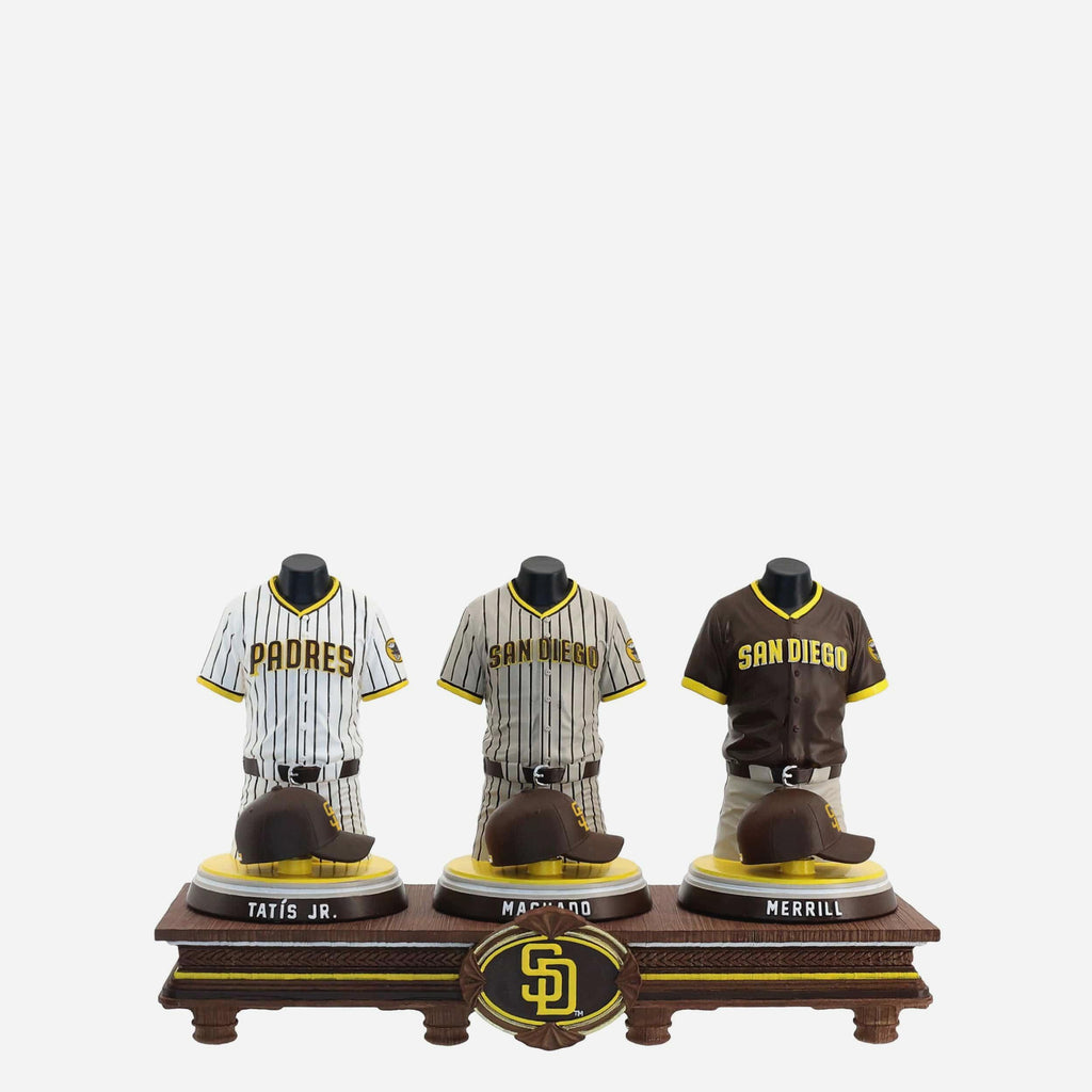 Fernando Tatis & Manny Machado & Jackson Merrill San Diego Padres 2026 Jersey Bust Triple Bobblehead FOCO - FOCO.com