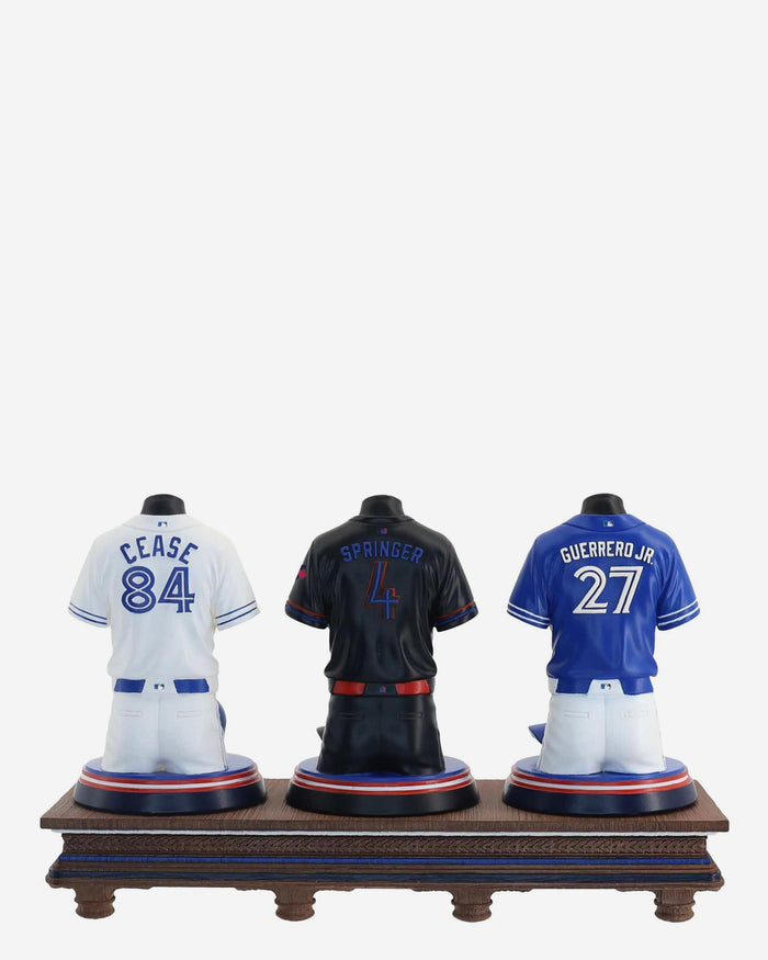 Vladimir Guerrero Jr & George Springer & Dylan Cease Toronto Blue Jays 2026 Jersey Bust Triple Bobblehead FOCO - FOCO.com
