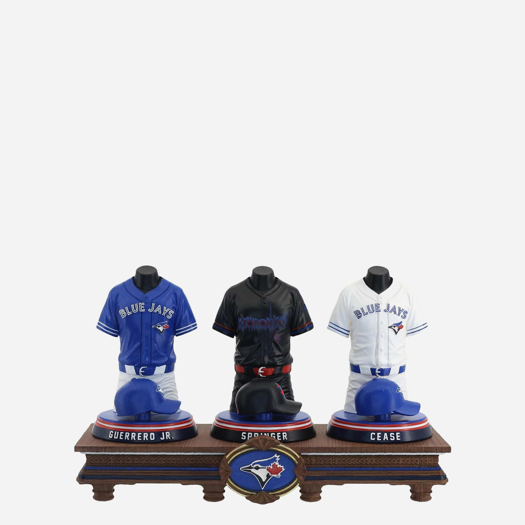 Vladimir Guerrero Jr & George Springer & Dylan Cease Toronto Blue Jays 2026 Jersey Bust Triple Bobblehead FOCO - FOCO.com