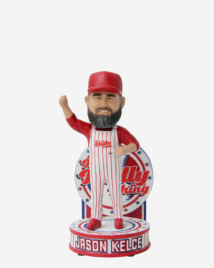 Jason Kelce Bib Overalls Dancing Mini Bobblehead FOCO - FOCO.com