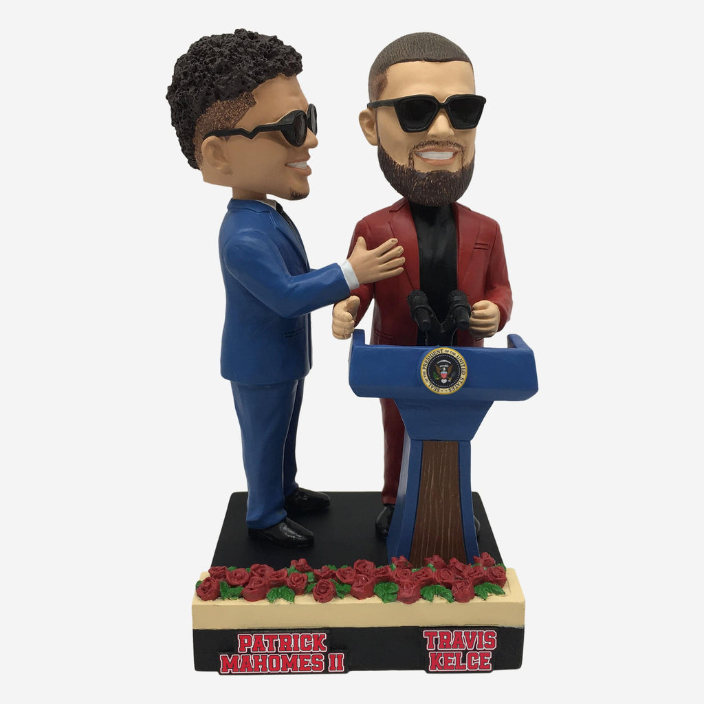 Patrick Mahomes & Travis Kelce Presidential Podium Dual Bobblehead FOCO - FOCO.com