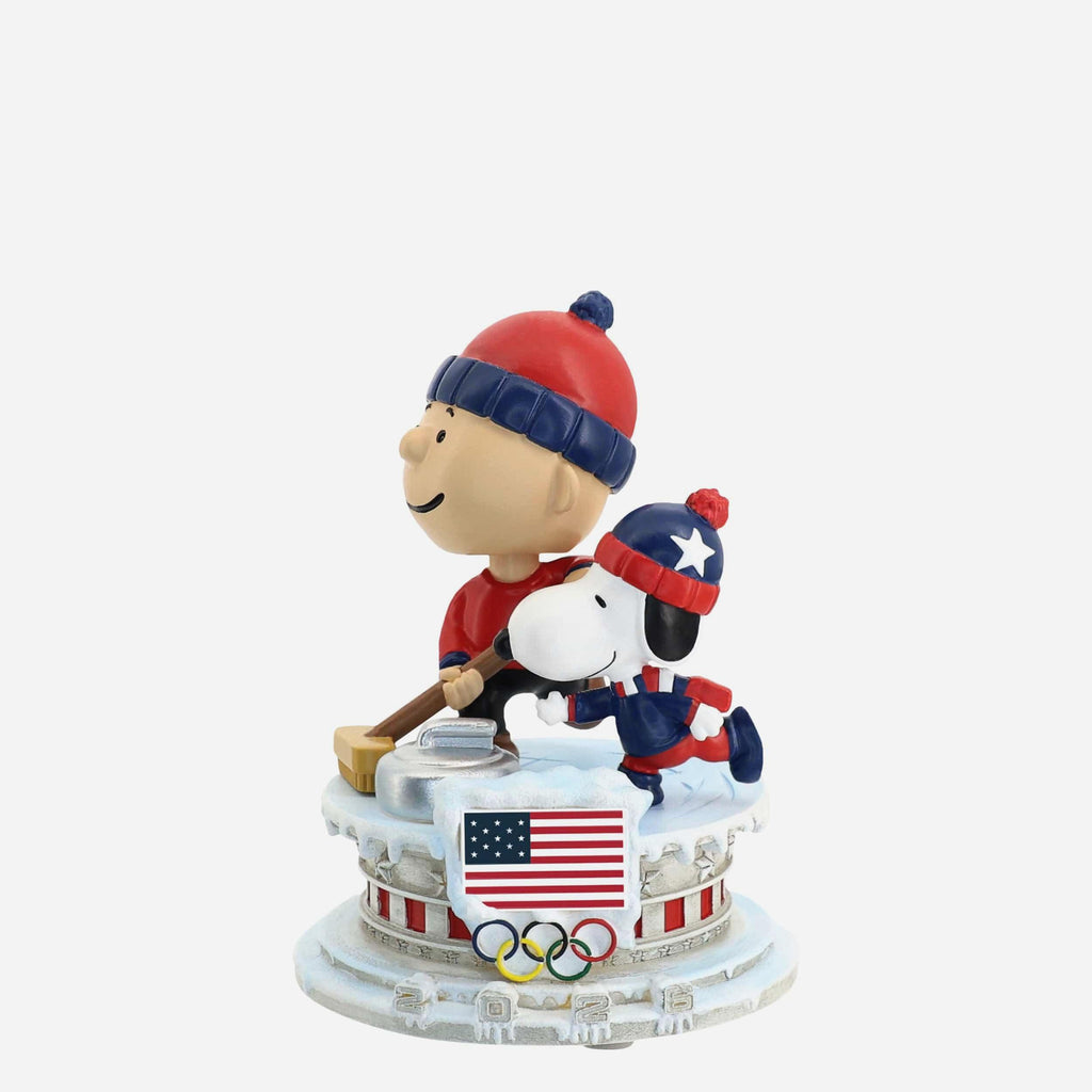 Team USA Charlie Brown & Snoopy Peanuts Curling Mini Bobblehead Scene FOCO - FOCO.com