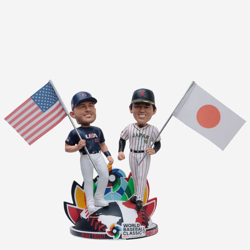 Shohei Ohtani & Mike Trout Japan & USA 2023 World Baseball Classic Flag Dual Bobblehead FOCO - FOCO.com