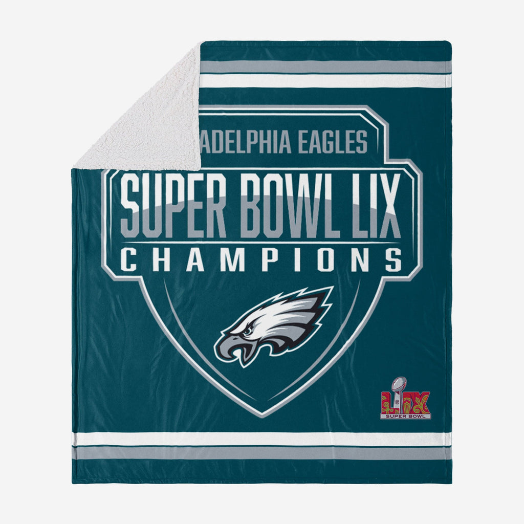 Philadelphia Eagles Super Bowl LIX Champions Blanket With Sherpa FOCO - FOCO.com