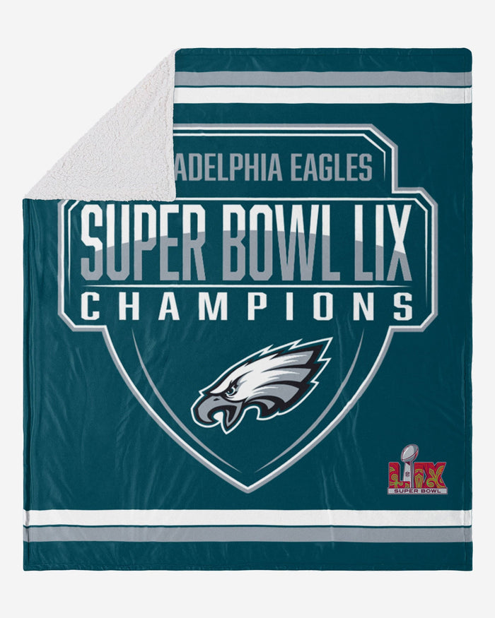 Philadelphia Eagles Super Bowl LIX Champions Blanket With Sherpa FOCO - FOCO.com